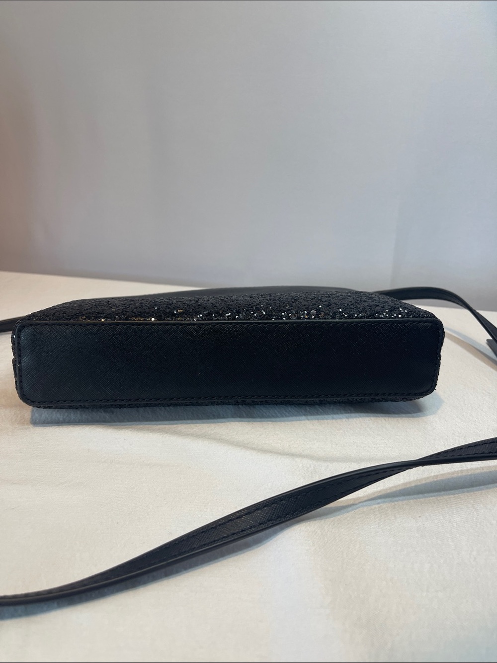 Kate Spade New York Black Glitter Crossbody Bag Saffiano Leather Party Purse - Picture 5 of 10